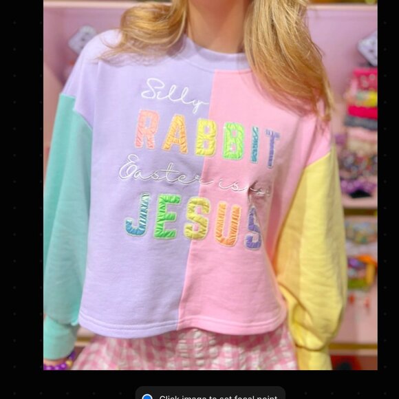 Easter is for Jesus Cropped Color Block Sweatshirt